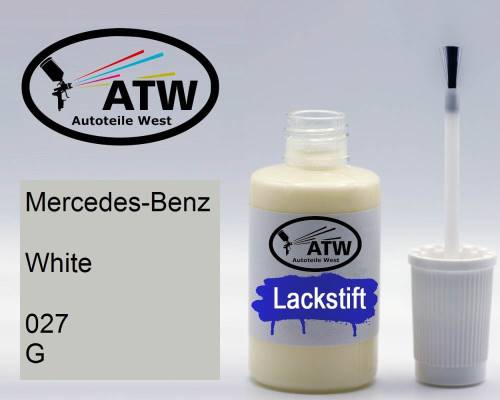 Mercedes-Benz, White, 027 G: 20ml Lackstift, von ATW Autoteile West.